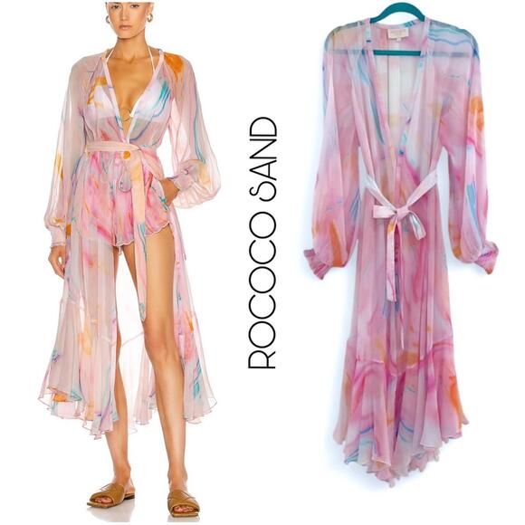 ROCOCO SAND | SZ L | Davina Robe Maxi Dress Coverup $398 - Picture 1 of 7